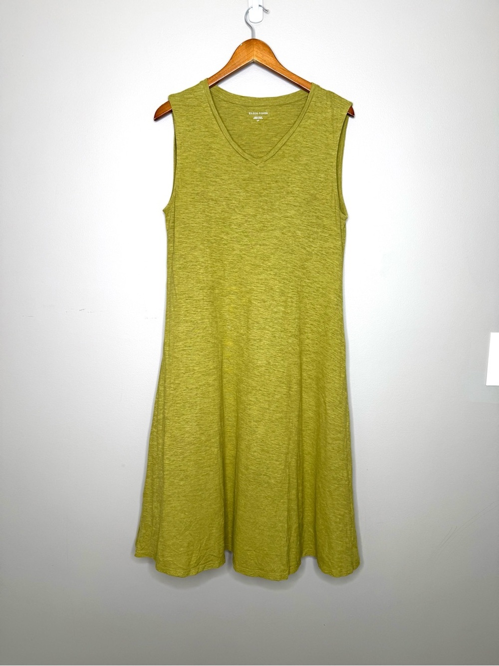 Eileen Fisher V Neck Hemp Midi Dress